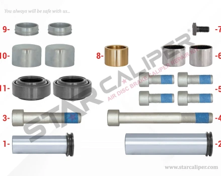 Caliper Guides & Seals Repair Kit ( Bronze Straight Bush )