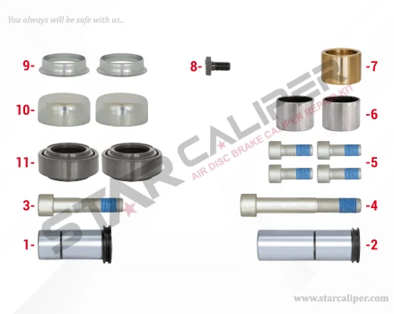Caliper Guides & Seals Repair Kit ( Bronze Straight Bush )