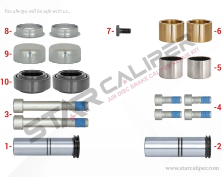 Caliper Guides & Seals Repair Kit ( Bronze Straight Bush )