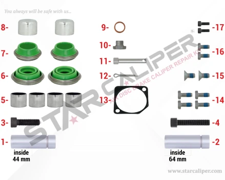 Caliper Guides & Seals Repair Kit